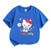 Kids Boys Girls Crew Neck Short Sleeve 100% Cotton T-Shirt, Cute Winking Cat Print Casual Soft Breathable Tee for Little Children Daily Wear Party Hol