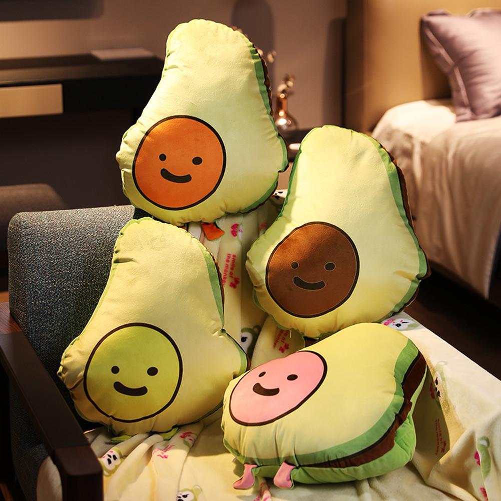 Cartoon Avocado Throw Pillow with Blanket Plush Pillow Stuffed Toy for Home Car