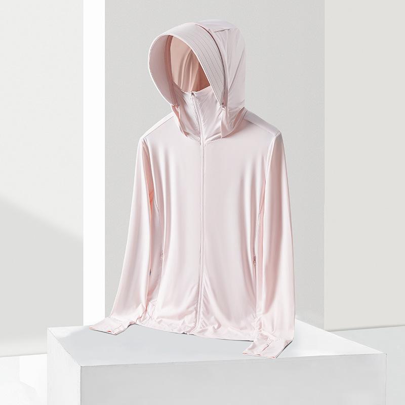 Couple's UPF50+ Ice Silk Sun Protection Jacket UV Protection Lightweight Breathable Cooling Hooded Sun Hoodie for Women