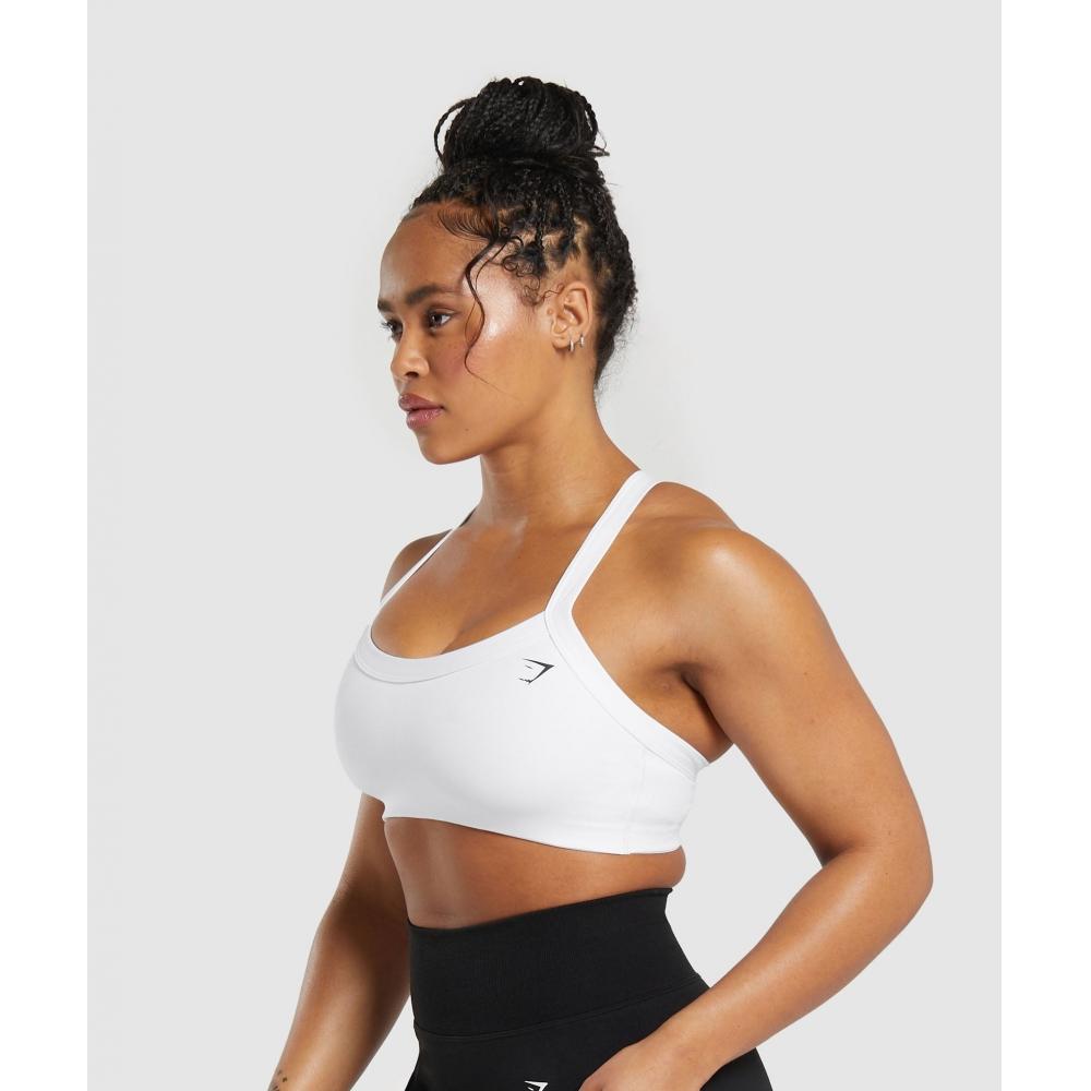 Gymshark Bavlněná zpevňující sportovní podprsenka bílá B8a5x Wb57