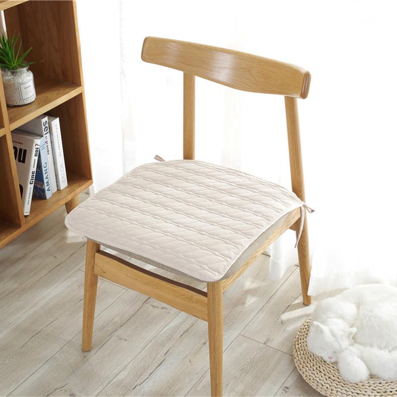 Solid-color all-cotton chair cushions simple and modern office chair cushions anti-slip home winter chair covers