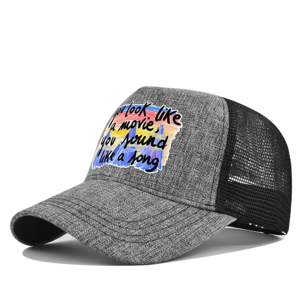 Summertime Printed Cap Letter Mesh Breathable Hat Women Men Baseball Cap Sunshade Outdoor Sports Cycling Travel Sun Hat Dad Hat