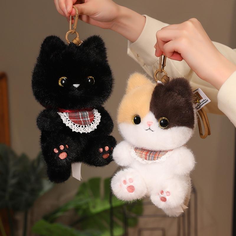 Sitting Kitten Plush Toy Cartoon Siamese Black 3-Color Cat Doll Soft Fluffy Cartoon Animal Plushie Appeasing Birthday Gift