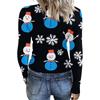 Women's Fashion Slim-Fit Round Neck Base Layer T-Shirt Christmas Print Long-Sleeved Top