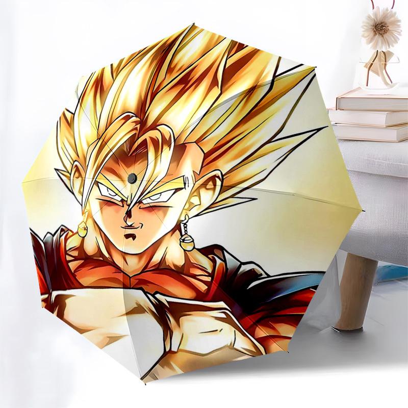 

1pc Dragon Ball Z Super Saiyan Goku Automatic Folding Umbrella - Portable 3-Fold Design with Iron Frame - Outdoor for Fans, Travelers, Daily Use - Per