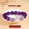Natural Uruguayan Amethyst & White Agate Round Bead Bracelet for Women