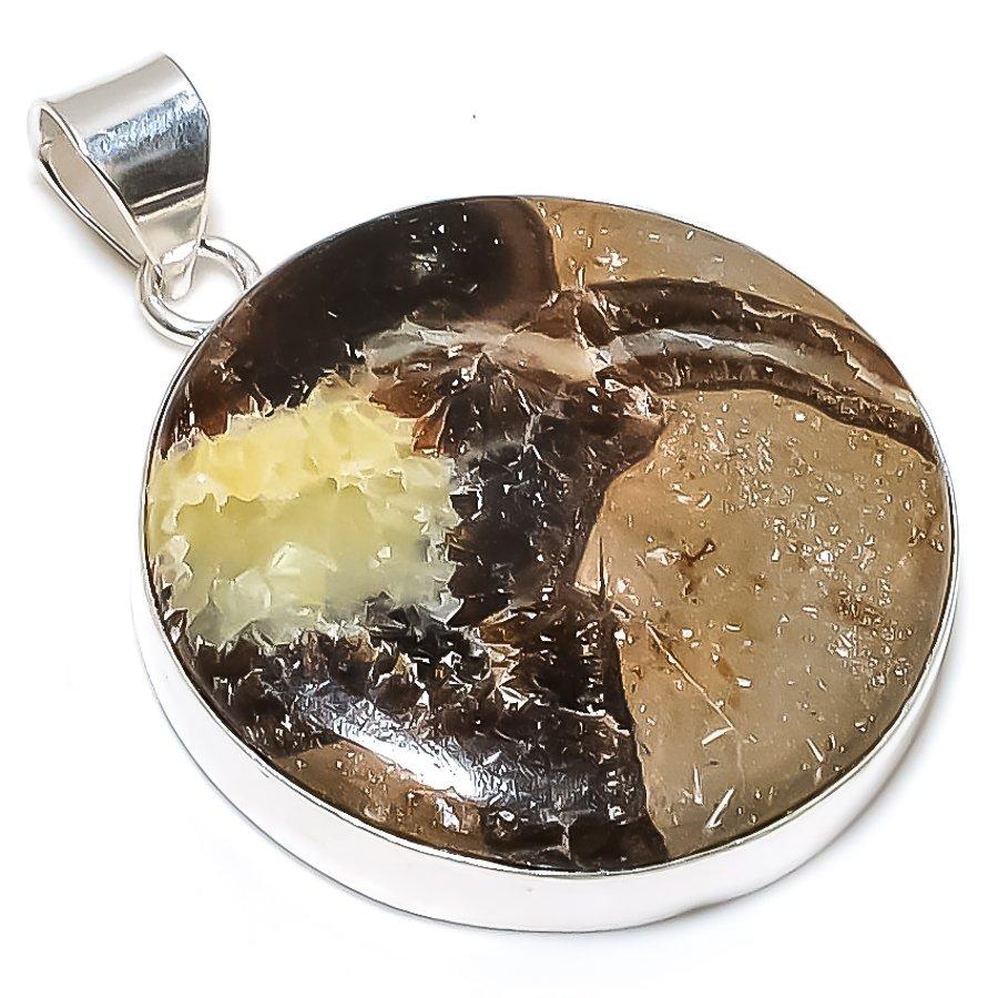 Black Onyx Gemstone Handmade 925 Sterling Silver Jewelry Pendant 1.97" SU-10873