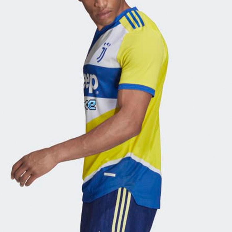 Adidas Striped Short Sleeve Football Jersey Juventus Second Away Player Edition Men Jersey Yellow GM7175