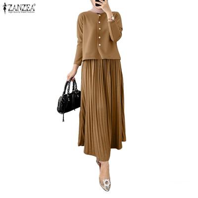 Women Long Sleeve Blouse and Skirts Casual Two Piece Suit Sets