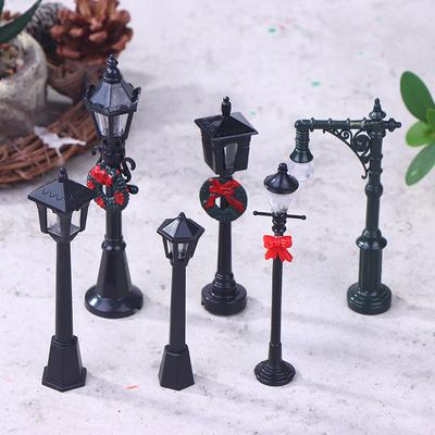 2/12Pcs Dollhouse Mini Christmas Street Lights Garden Street Lights Simulation Model Miniatures Lights Ornaments Home Decor