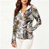 Women Lightweight Hooded Zip Up Jacket with Pockets Long Sleeve Printed Sun Protection Outerwear for Outdoor Activities