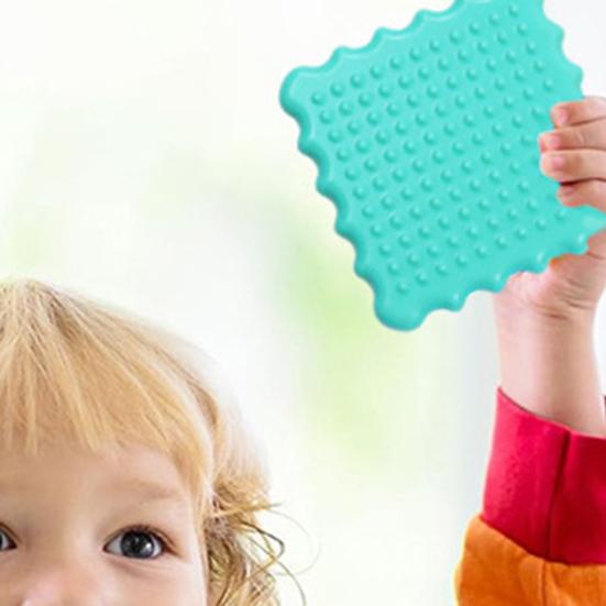 6Pcs/Set Silicone Geometric Sensory Toy Textured Rectangle Square Circle Triangle Pentagon Star Sensory Stone Anxiety Stress Relief Fidget