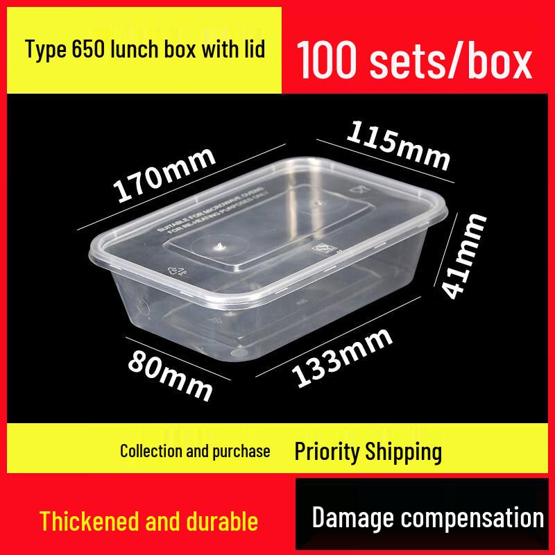 1000ML Rectangular Disposable Meal Prep Containers with Lids (100 Sets)