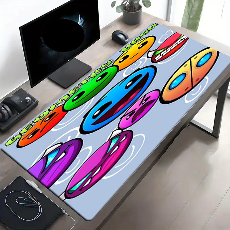 Geometry Dash Print Mouse Pad, Anti‑Slip Desktop Keyboard Mat, for PC Laptop Gaming Working Daily Use, Cool Festival Surprise Gift