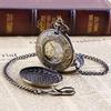 Exquisite Pegasus Mechanical Pocket Watch Bronze Hollow Flower Roman Case Self-Winding Luxury Pocket Watch Gifts for Men Women