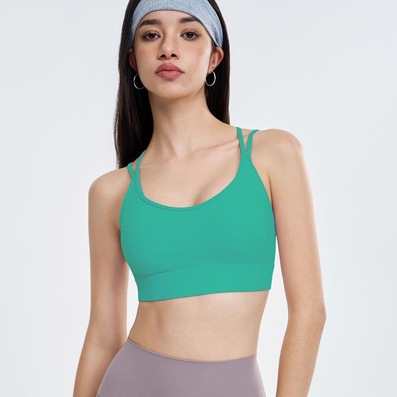 Women's Shockproof Sports Bra - Stylish Back Yoga Vest with Fixed Cup for Pilates and Fitness