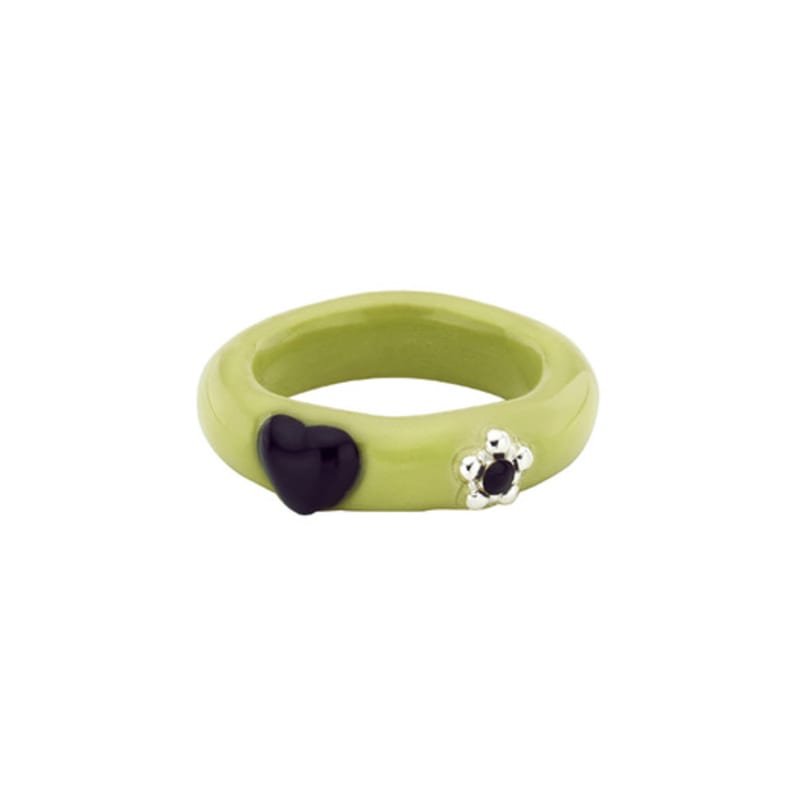 nff plump heart ring-olive