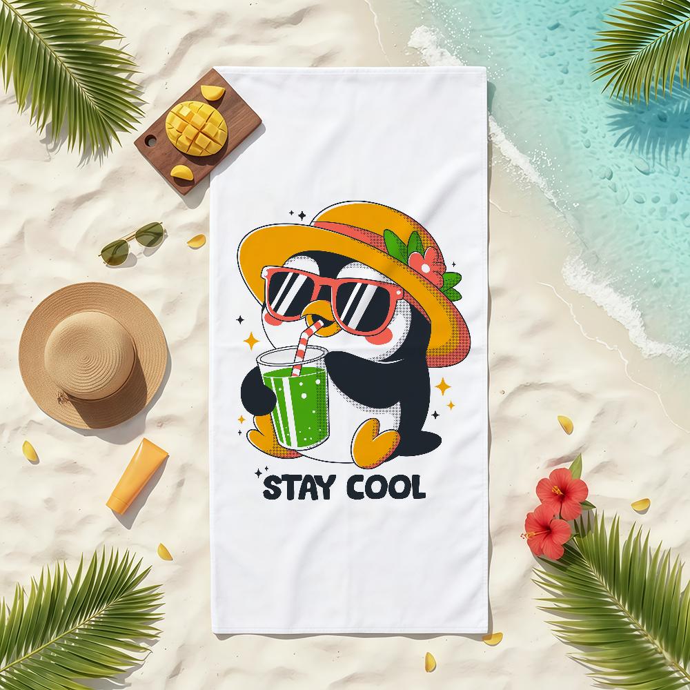Cute Penguin Cartoon Towel Soft Pool Gift For Travel Gym Shower Camping Quick Dry Sports Beach Towels