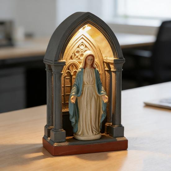 Cathedral LED Prayer Shrine Night Light Religious Table Lamp with Illuminated Arch Spiritual Gifts for Women Men Christian