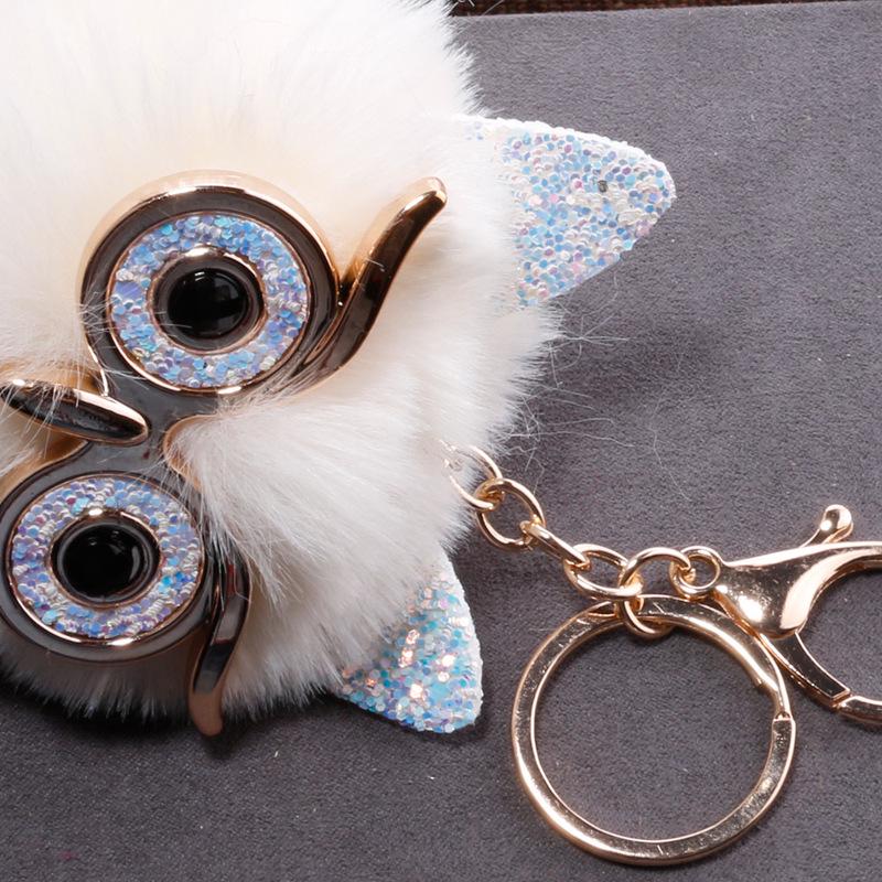 Multicolor Women Cute Plush Owl Keychain Alloy Pendant Handbag Car Key Pendant Women Gifts