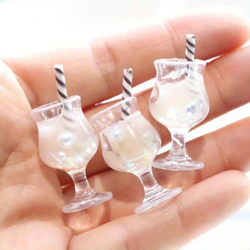 3pcs Miniature Resin Straw Goblet for Dollhouse Drink Accessories - Colorful, Durable ABS Material, Perfect for Tiny Scenes and