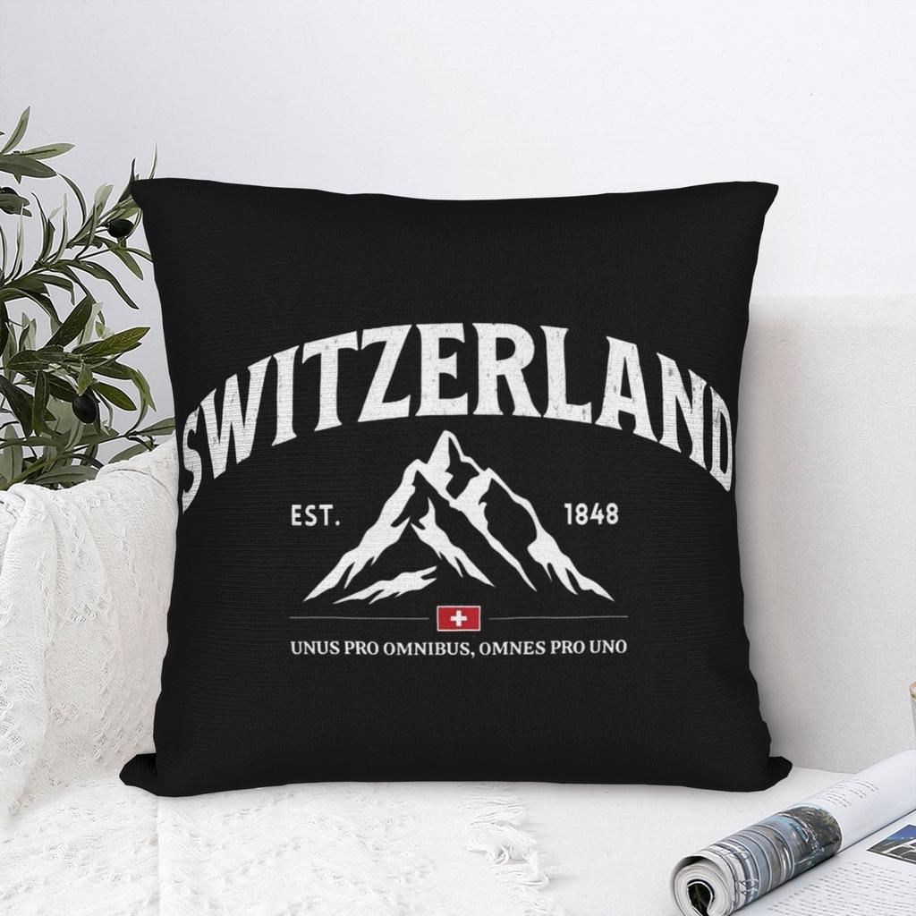 Switzerland Swiss Flag Mountains Pillowcase Printed Polyester Cushion Cover Decor Europe Throw Pillow Case Cover Seater Square