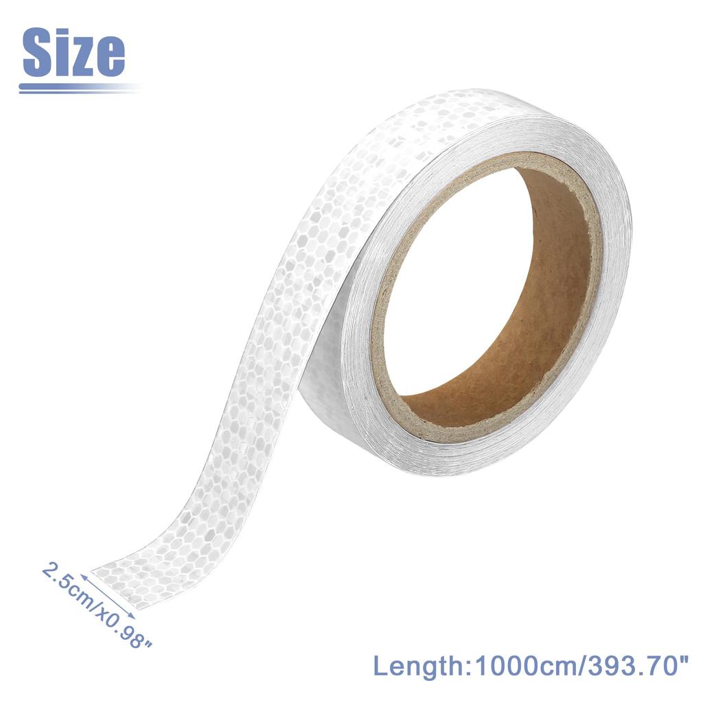 ACROPIX Universal 2.5cm x 10m White Car Reflective Sticker Reflective Tape Safety Warning Reflective Protector - 1 Pack