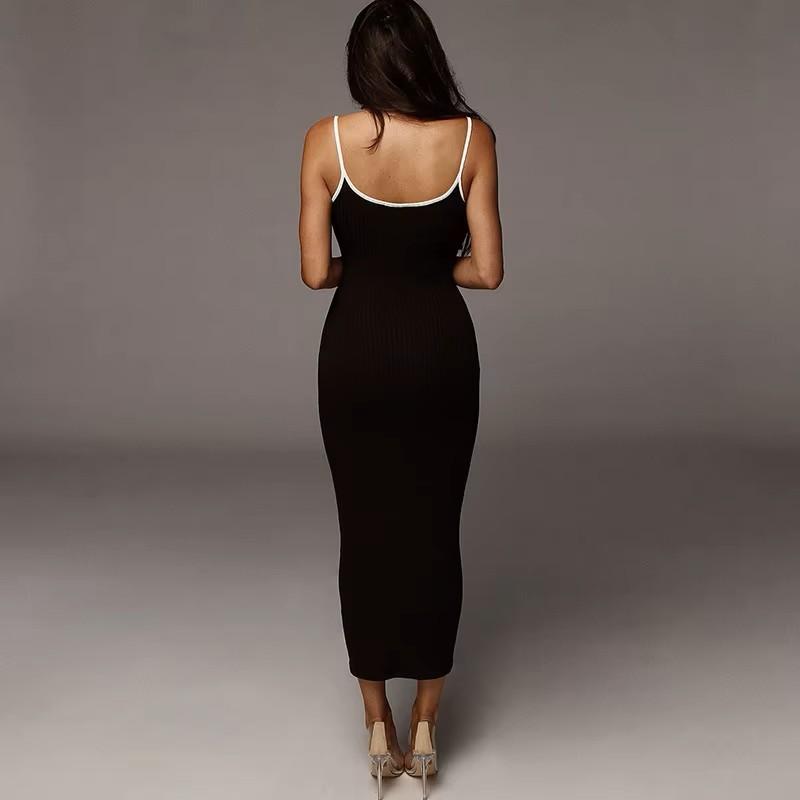 Sexy Skinny Slim Knit Long Dress Spaghetti Strap  Backless Sleeveless Maxi Women Partywear Clubwear Lady Bodycon Elegant Pullover Camisole