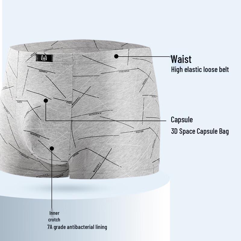 Hengyuanxiang Men's 7A Antibacterial Cotton Boxer Briefs