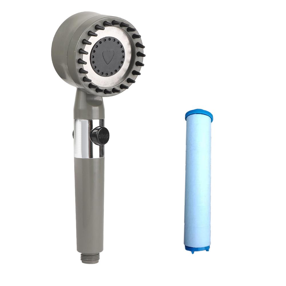 3 Modi, einstellbar, leistungsstarker Booster, wassersparende Sprühduschdüse, Badezimmer-Duschfilter, SPA-Dusche, austauschbare Filter, EIN/AUS-Knopf-Duschkopf