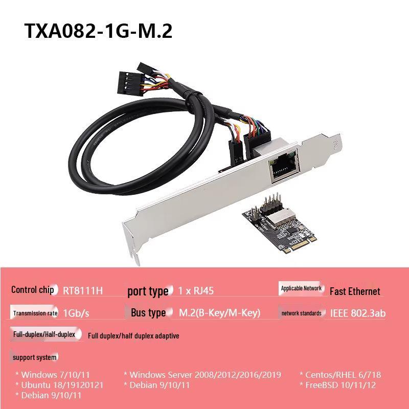 

M.2 2.5G/1G High-Speed PCIe RJ45 Network Card for Desktop