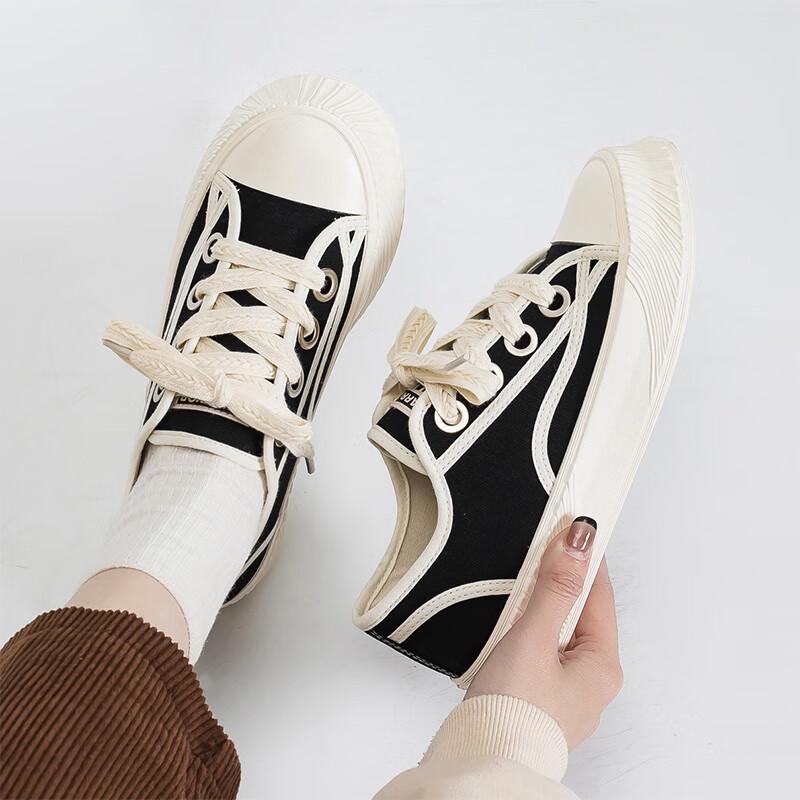 

Warrior Women s Thick-Sole Canvas Low-Top Sneakers 35