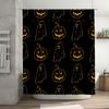 Halloween-themed Black Shower Curtain with Pumpkin Ghost Print for Home Bathroom Decor Waterproof Fabric Printed with Halloween