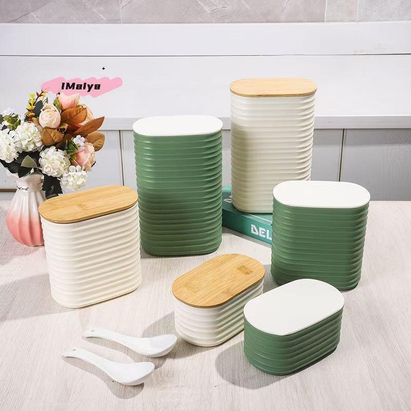 M-Wooden Lid Food Storage Jar - Sealed Kitchen Organizer Container With Lid For Efficient Pantry Storage And Organization