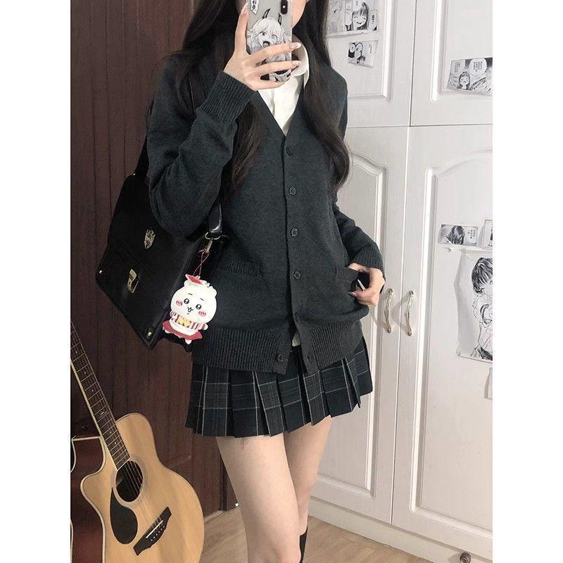 

Haino River Women s Grey Knit Cardigan: Autumn Academy Style Sweater XS