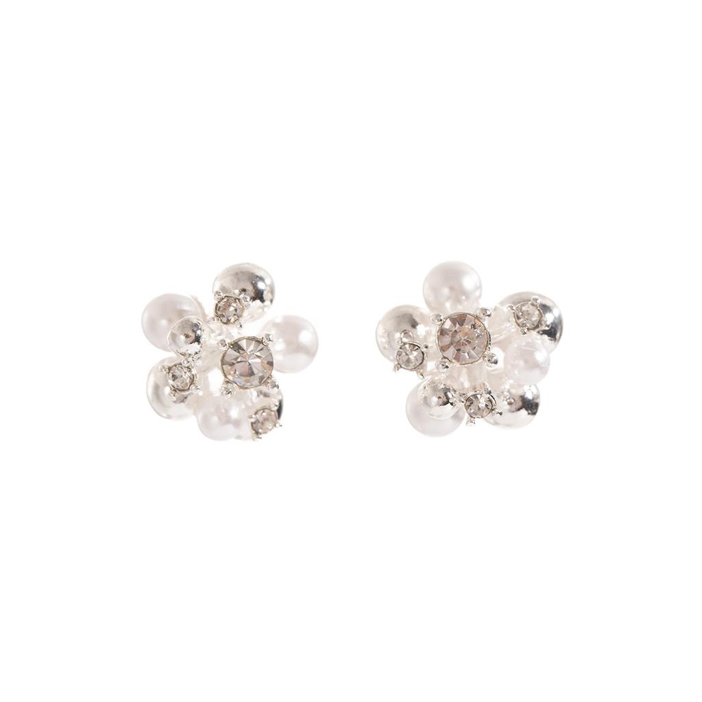 French High-End Simple Pearl Flower Ball Stud Earrings Women'S Light Luxury Elegant Gentle Earrings Niche Temperament Earrings