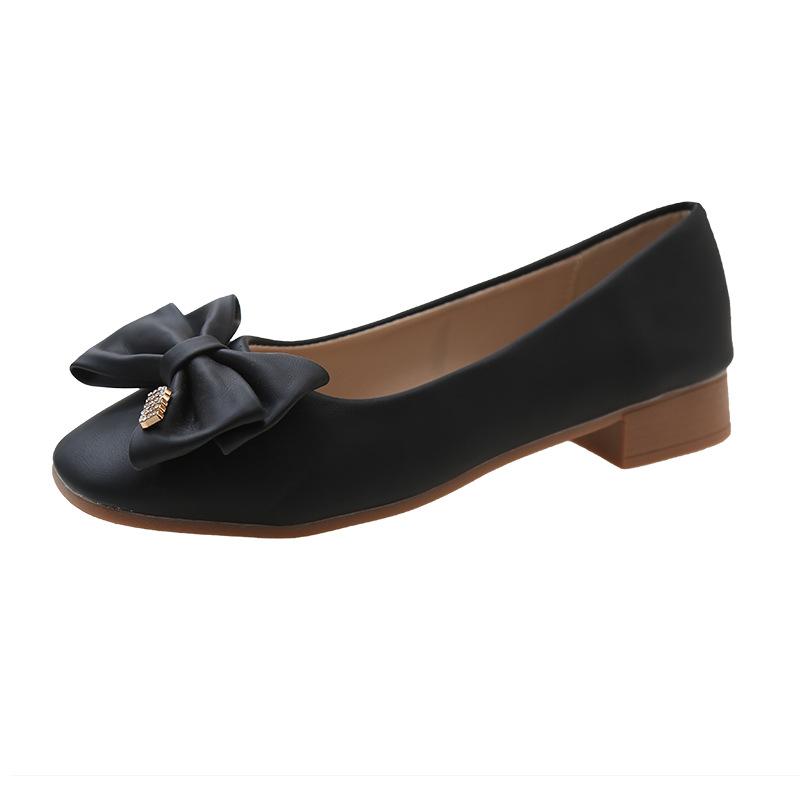 Spring new French Mary Jane shoes square head temperament single shoes women's bow daily commuter women's shoes