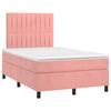 Vidaxl Continental Bed with Mattress and LED, Pink Velvet 120X200Cm