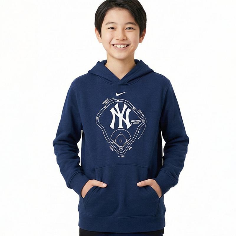 Nike × MLB Hoodie New York Yankees Simple Versatile Casual Comfortable Pullover Hooded Long Sleeve Fleece Kids Hoodies 3Z3B3SBF7-NYY