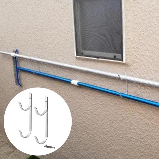 2Pcs Pool Pole Hook Heavy Duty Aluminum Alloy Screw Mount Skimmers Leaf Rakes Nets Pool Supplies Hanger Outdoor Garden Accessories