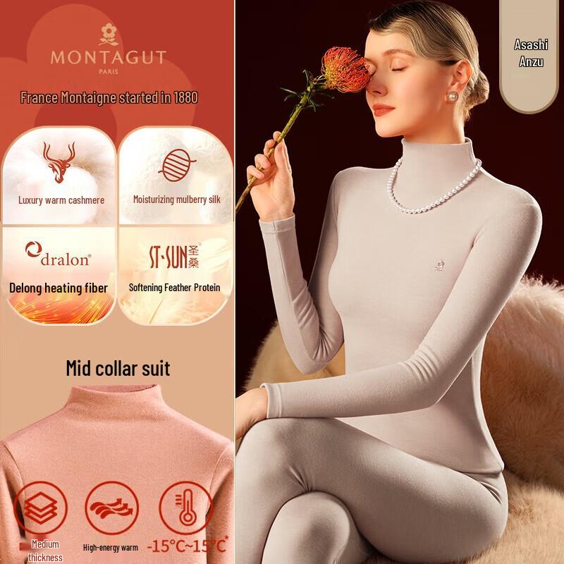 

MONTAGE Women s Cashmere Silk Blend Thermal Underwear Set L
