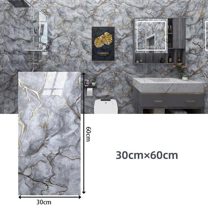 60*30cm Thickened Gold Foil Self-Adhesive Tile Sticker, Faux Ceramic Tile Wallpaper Waterproof  Wallsticker Kitchen & Living Room Decor