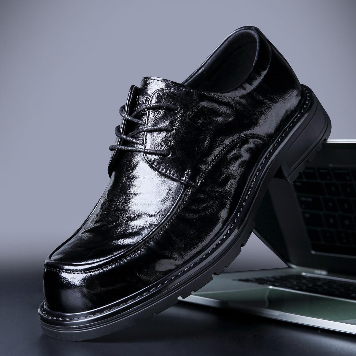 

2025 новые туфли для деловых поездок из коровьей кожи первого слоя, туфли дерби, мужская кожаная обувь, британский стиль, круглый носок, мужской тренд, универсальные 43