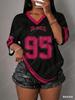 Camiseta de Manga Corta con Estampado Los Angeles No.95 para Mujer Verano Camiseta de Béisbol Tallas Grandes Streetwear Camiseta Deportiva para Hombre