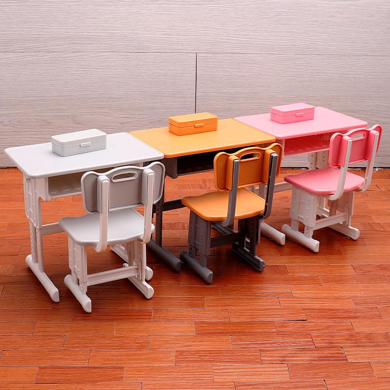 Dollhouse Mini Classroom Desk Chair Simulated Stationery Pencil Case Set Model For Doll House Furniture Decoration Accessories