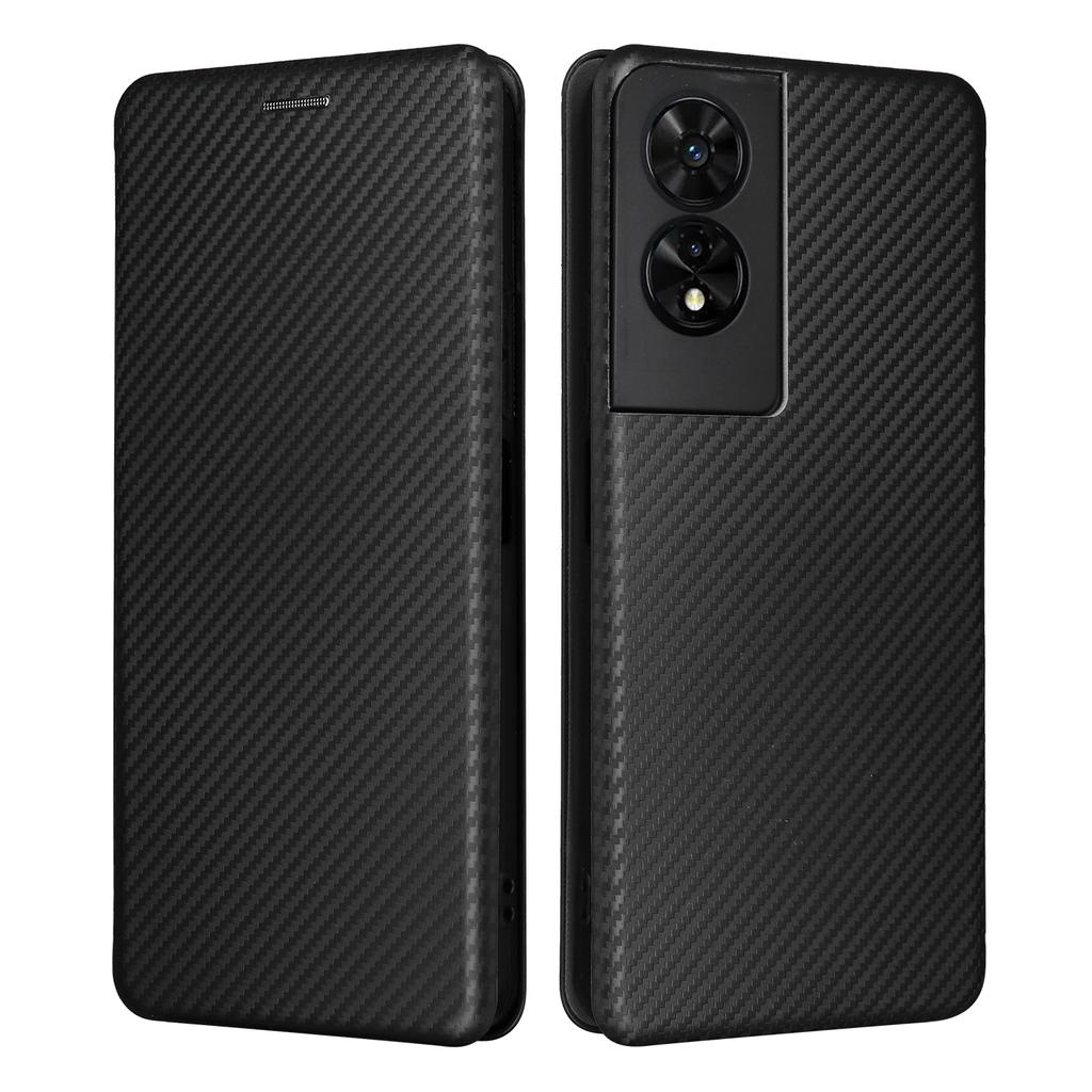 Pro pouzdro na telefon TCL 505 Kožené s texturou uhlíkových vláken Magnetické zavírání Skořepina