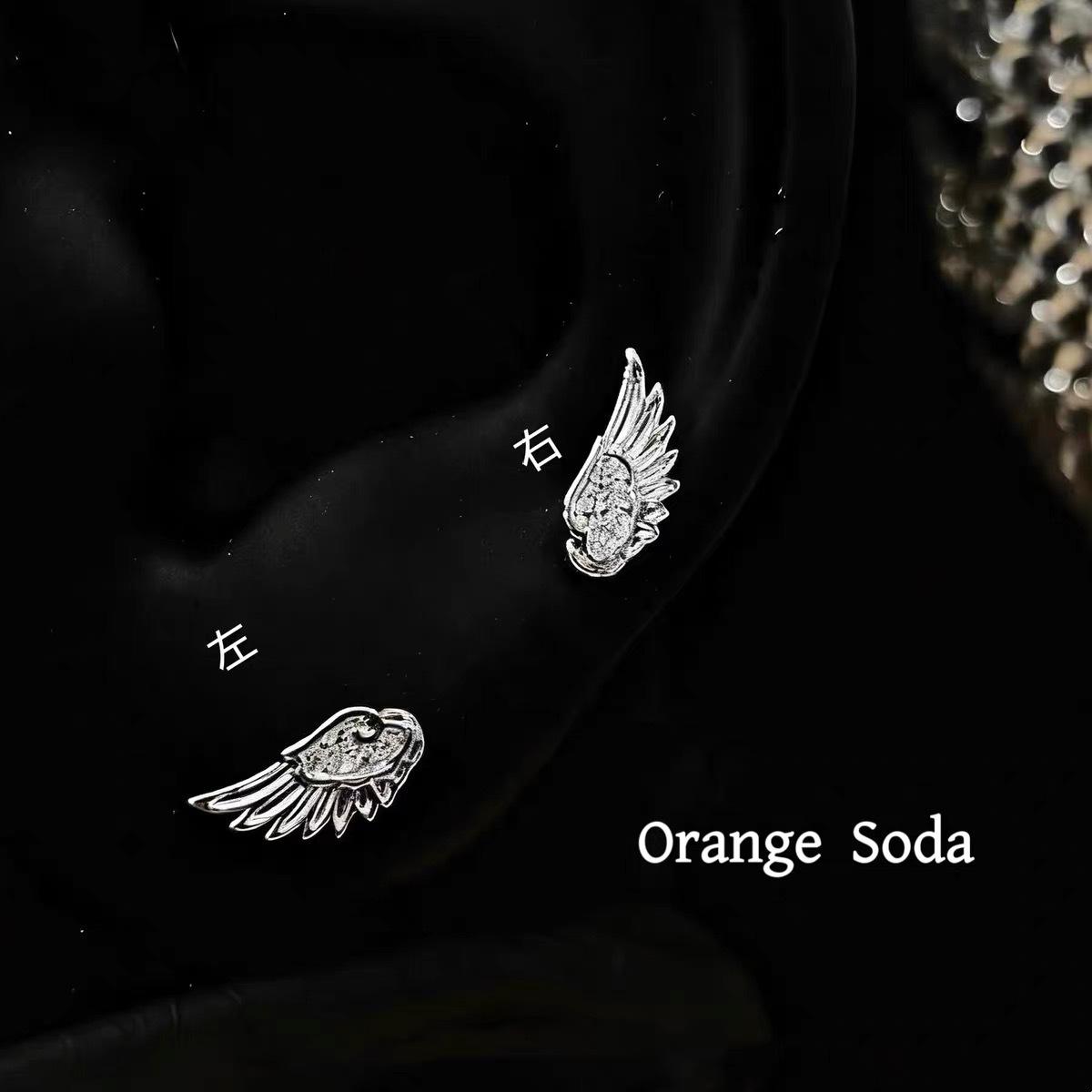 Women s Unique Titanium Cross Heart Wing Ear Stud