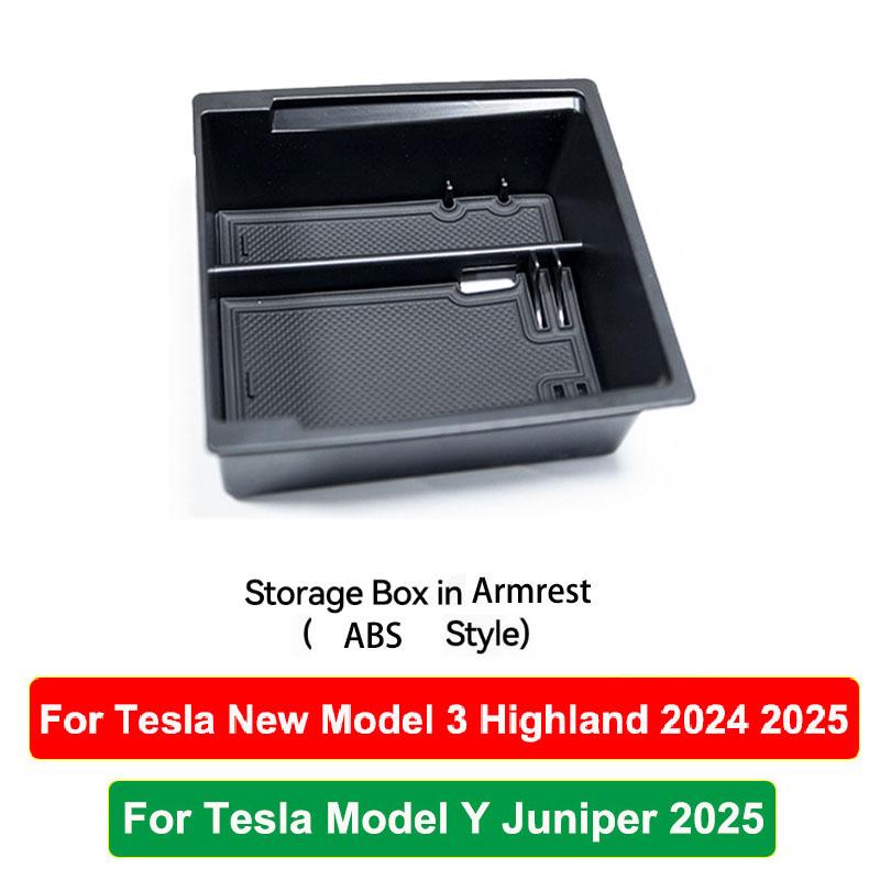 For Tesla New Model Y Juniper 2025 Model 3 Highland 2025 Storage Box Center Armrest Hidden Box Cup Holder Organizer Accessories