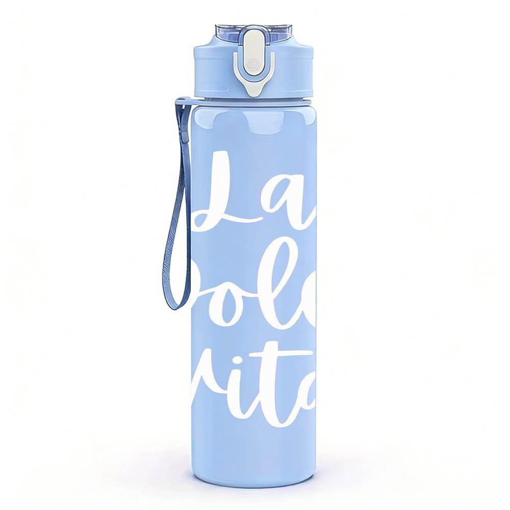 1PC La Dolce Vita Soft Text Pattern 750ml Color Plastic Sports Water Bottle Leakproof Flip Straw Lid Suitable for Sports Office Home Use