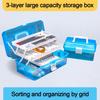 Multifunktionale Aufbewahrungsbox mit großem Fassungsvermögen, faltbarer dreilagiger Schreibwarenbehälter, transparenter Nagelkunst-Organizer
